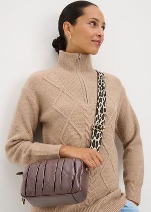 Brown Quilted Camera Bag