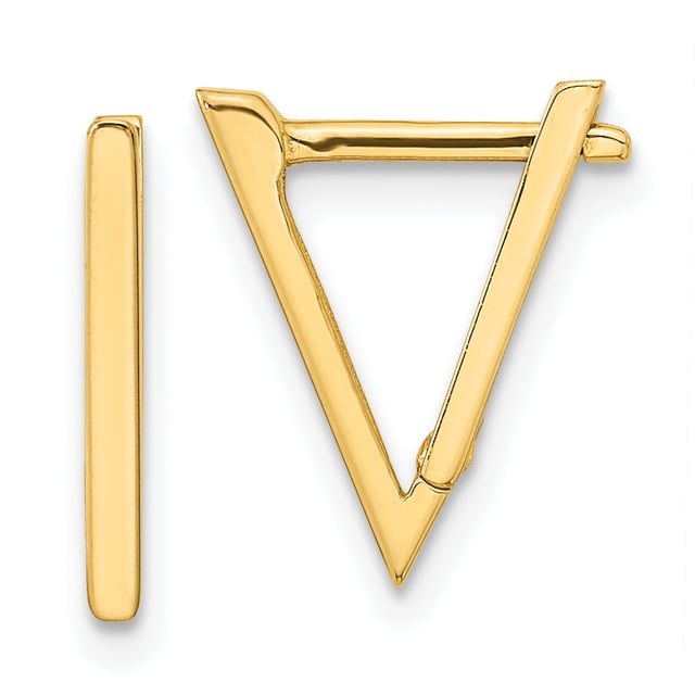 14K Yellow Gold Polished Triangle Hoop Earrings