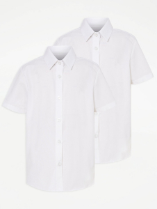 White Girls Regular Fit Short Sleeve School Shirt 2 Pack