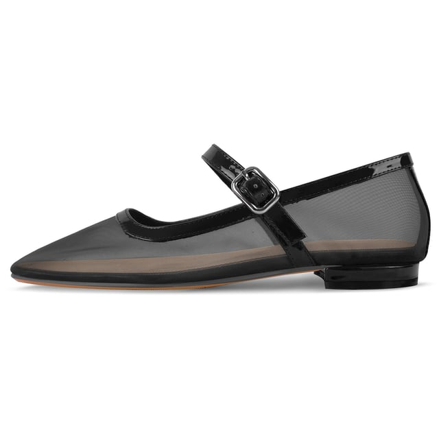 Mesh Square Toe Mary Jane Ballet Flats