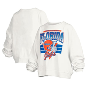 Florida Gators Pressbox Women's Janice Retro Logo Oversized Pullover Sweatshirt - White
