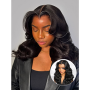 M Hairline Body Wave Layered Cut 6x8 Glueless Drawstring Lace Wig Ready To Wear