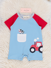 Embroidered Cow's Play Pocket Romper