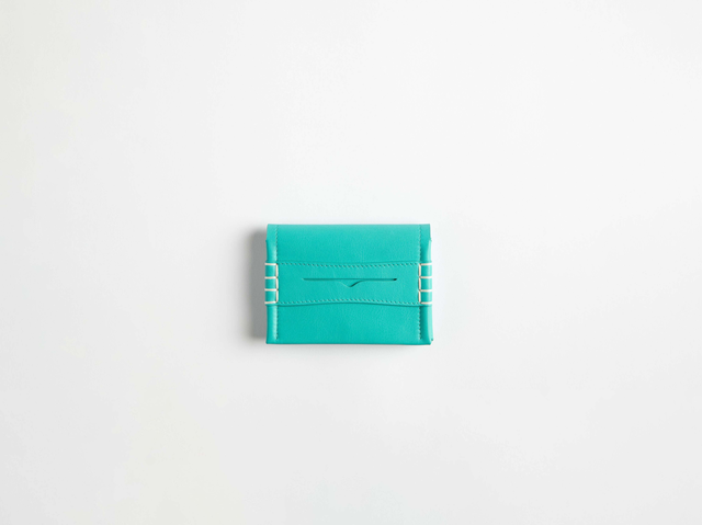 LEATHER LOAFER CARD HOLDER IN TURQUOISE