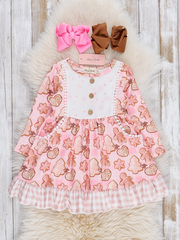 Peach Holiday Sugar Cookies Ruffle Dress
