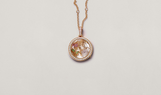 Helios Round Diamond Rose Gold Locket 18k