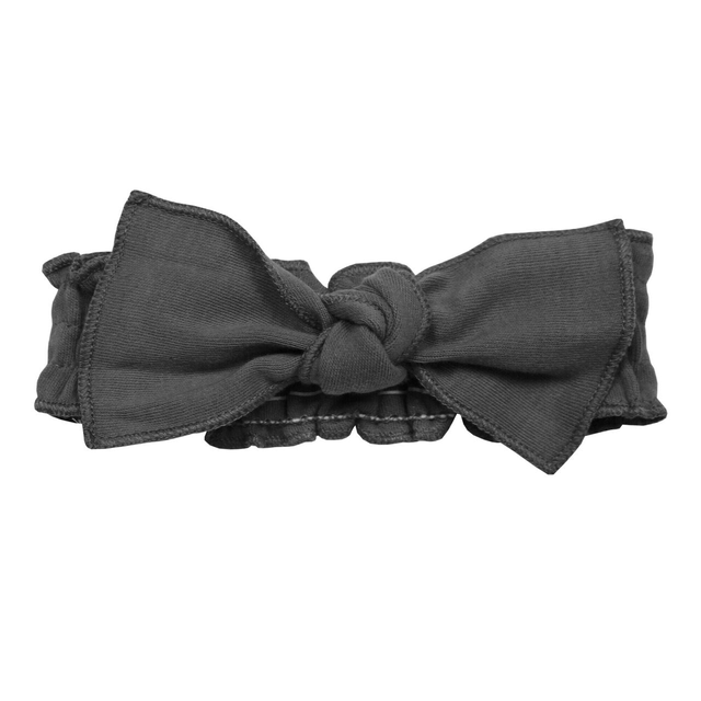 Organic Smocked Tie Headband in Gray