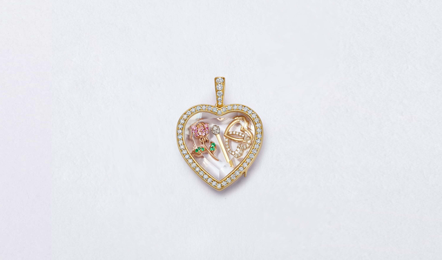 Diamond Eros Heart Gold Locket 18k
