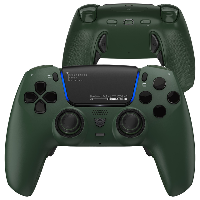 HEXGAMING PHANTOM Controller with Adjustable Triggers for PS5, PC, Mobile - Static Emerald