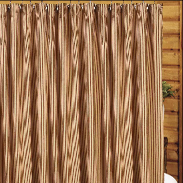 Barn Red Nutmeg York Ticking Shower Curtain SC880017