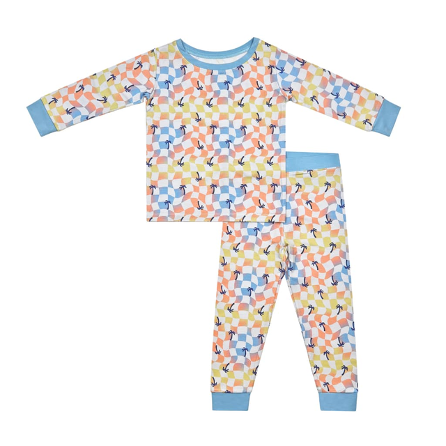 Sunset Checker Long Bamboo Pajamas