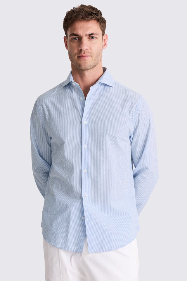 Light Blue Seersucker Stripe Shirt