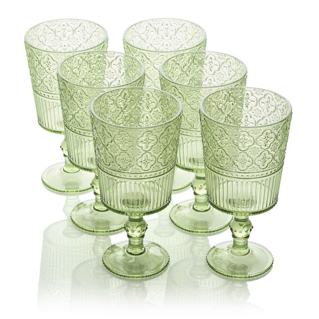 Glassware Set Victoria Goblet 14 Ounce Green Acrylic 6 Piece