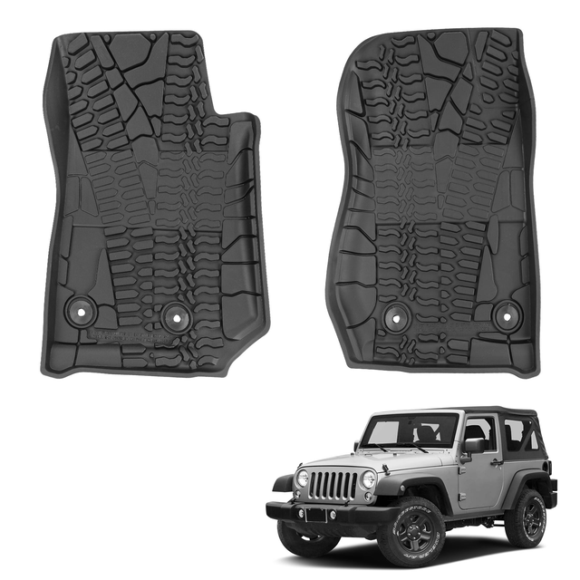 Jeep Front Floor Mat Liners for 2014-2018 Jeep Wrangler JK & JKU 2/4 Door