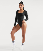 Ribbed Solid Color Tummy Control Long Sleeves Seamless Bodysuit
