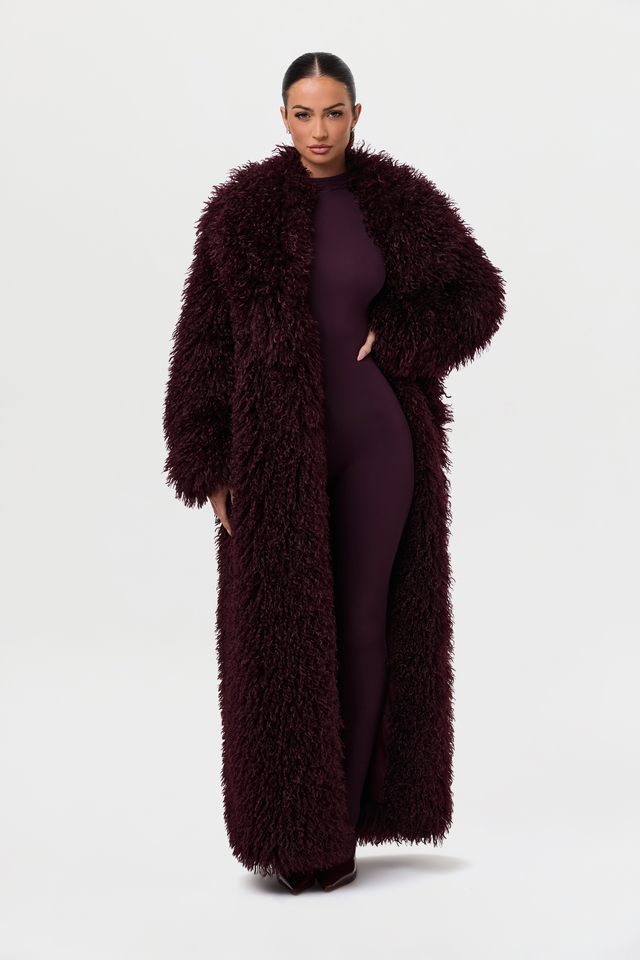 Faux Fur Plush Long Coat