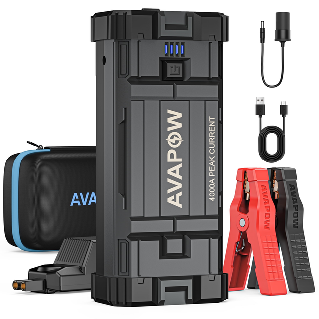 AVAPOW A58 Car Jump Starter, 4000A Peak 27800mAh Battery Jump Starter (for All Gas or Up to 10L Diesel), Battery Booster Power Pack, 12V Auto Jump Box with LED Light, USB Quick Charge 3.0