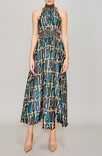 Geo Mock Neck Maxi Dress