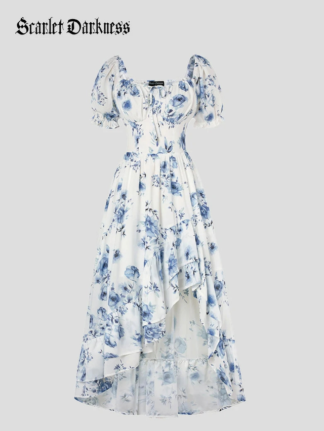 A Dream in France Puff Sleeve Dress