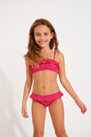 Azalea Mini Tati girls' fuchsia two-piece ensemble with ruffles