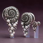 Nautilus Shell Steel Plugs with Pearl Tentacles *Discontinued*