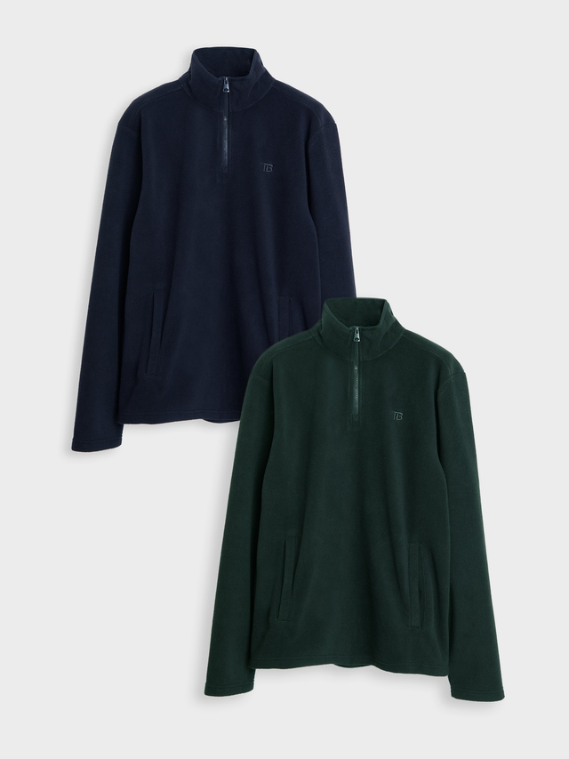 Navy & Forest Green Quarter Zip Microfleece Sweatshirts (2 Pack)