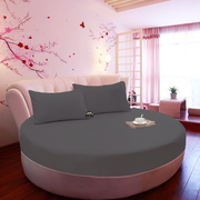 Dark Grey Round Fitted Sheet with Pillowcase Comfy Solid Sateen