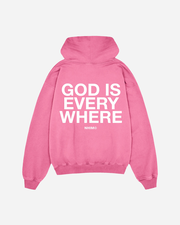 GOD IS EVERYWHERE HOODIE IN VINTAGE WASHED PINK