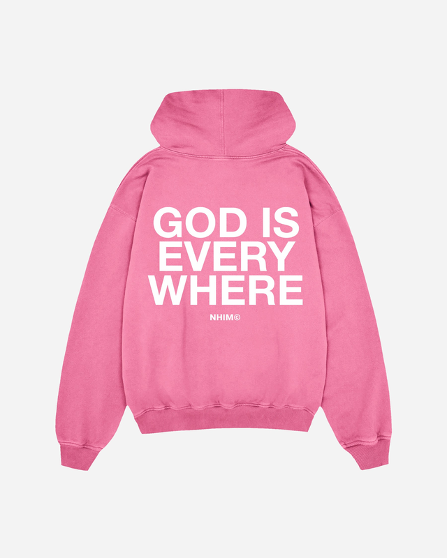 GOD IS EVERYWHERE HOODIE IN VINTAGE WASHED PINK