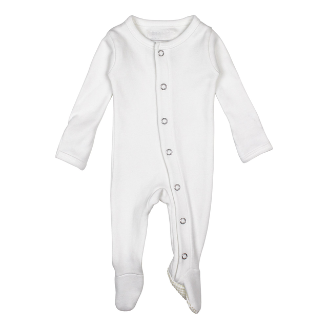 Organic Snap Footie in White