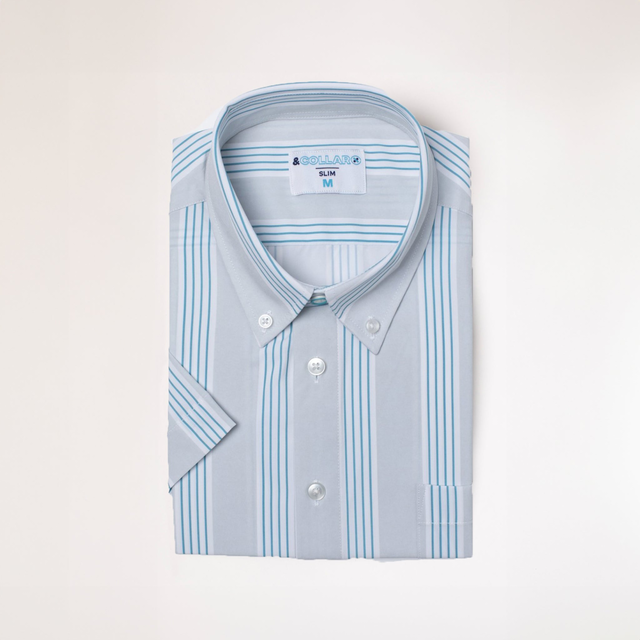 Range Shirt - Grey w/ Blue and White Stripes
