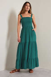LTS Tall Teal Green Shirred Maxi Dress