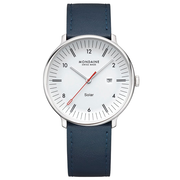 Doppio Solar, Polished Steel, 41 mm, Blue Vegan Apple Leather