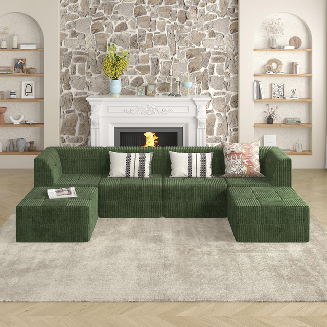 Compressed Corner Sectional Sofa with Plush Foam-Filled Seats, Sleeper Sofa Ideal for Living Room or Bedroom, 32" L x 32" W x 30" H, Green