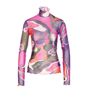 Orchidee Print Tulle Top