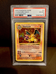 1999 Pokemon TCG Base Set Shadowless Charizard Holo Card #4 VG-EX PSA 4