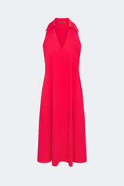 Nava Poplin Midi Dress in Cherry Red