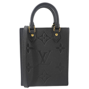 LOUIS VUITTON Petit Sac Plat Monogram Empreinte Leather Shoulder Bag Black