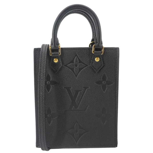 LOUIS VUITTON Petit Sac Plat Monogram Empreinte Leather Shoulder Bag Black