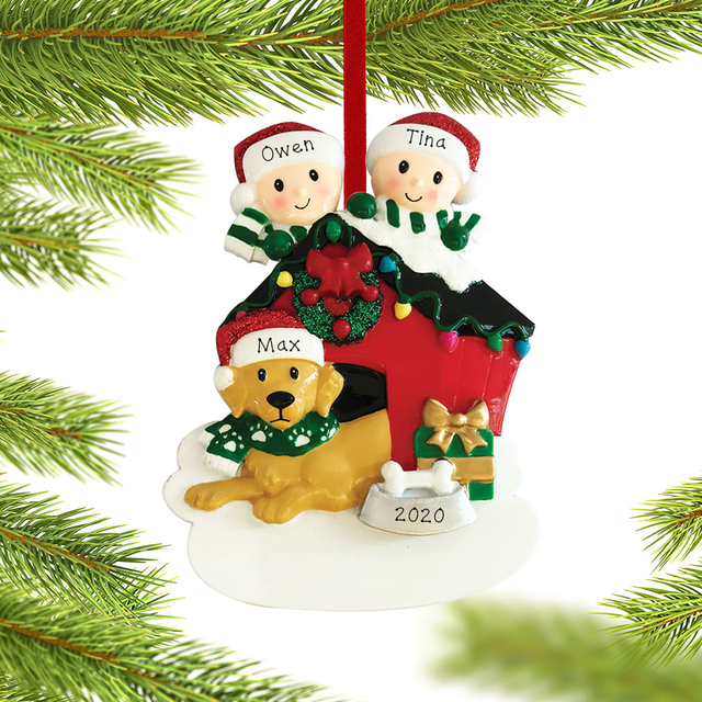 Couple with Dog Personalized Resin Ornament
