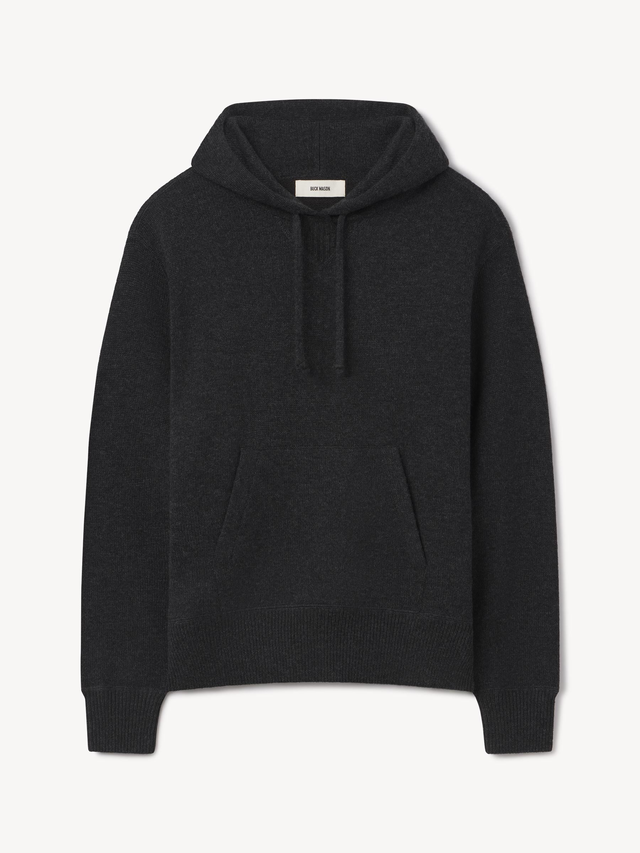 Charcoal Loopback Wool Hooded Sweatshirt