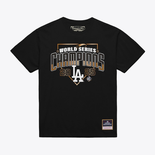Los Angeles Dodgers Mitchell & Ness 2025 World Series Champions Arch T-Shirt - Black