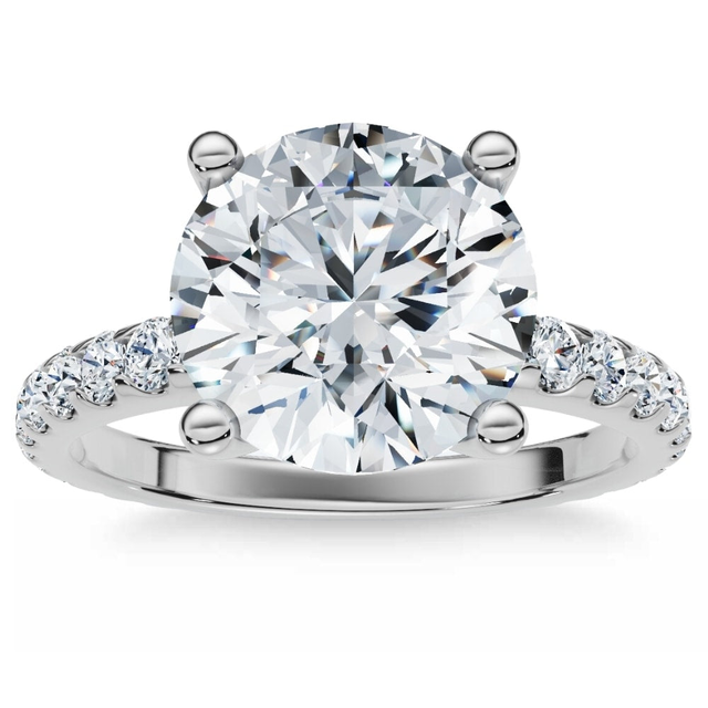 Certified 3.40Ct Round Cut Diamond Engagement Ring Gold Lab Grown