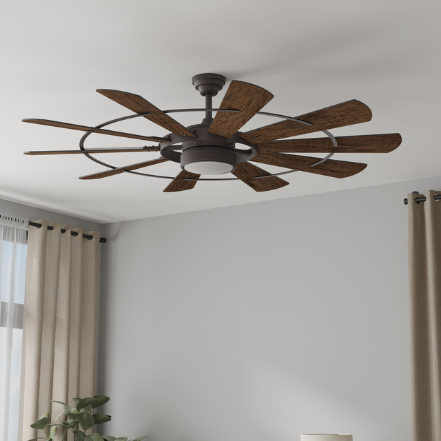 Harbor Breeze Henderson 60-in Bronze Integrated LED Indoor Ceiling Fan with Light and Remote (10-Blade)
