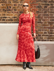 Floral Print Mesh Midaxi Dress