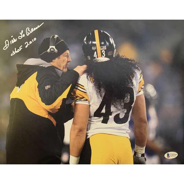 Dick Lebeau Signed 11X14 Photo With Troy Polamalu (White Jers.)