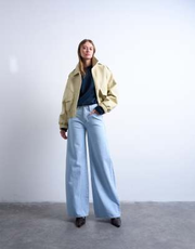 Topshop mid rise wide leg jeans in bleach