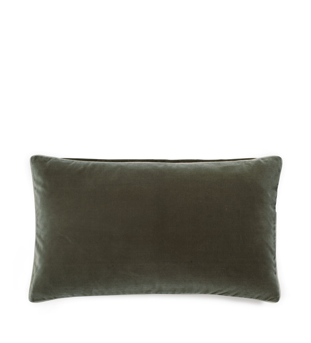 Small Plain Velvet Cushion Cover - Gray Green