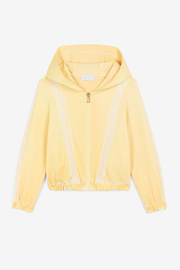 Lace-Trimmed Zip Hoodie