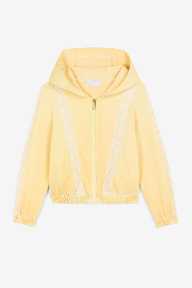 Lace-Trimmed Zip Hoodie